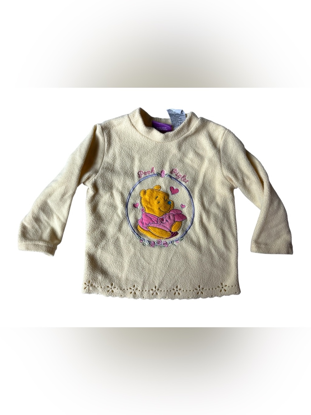 VINTAGE DISNEY WINNIE THE POOH & PIGLET YELLOW FLEECE SWEATER TOP 24 MONTHS